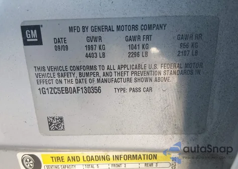 2010 Chevrolet Malibu Lt из США, поврежденный, VIN 1G1ZC5EB0AF130356